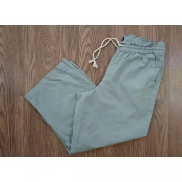 J.Crew Linen-Cotton Blend Wide-Leg Paper-Bag Pants, Size 10 - Picture 2 of 13